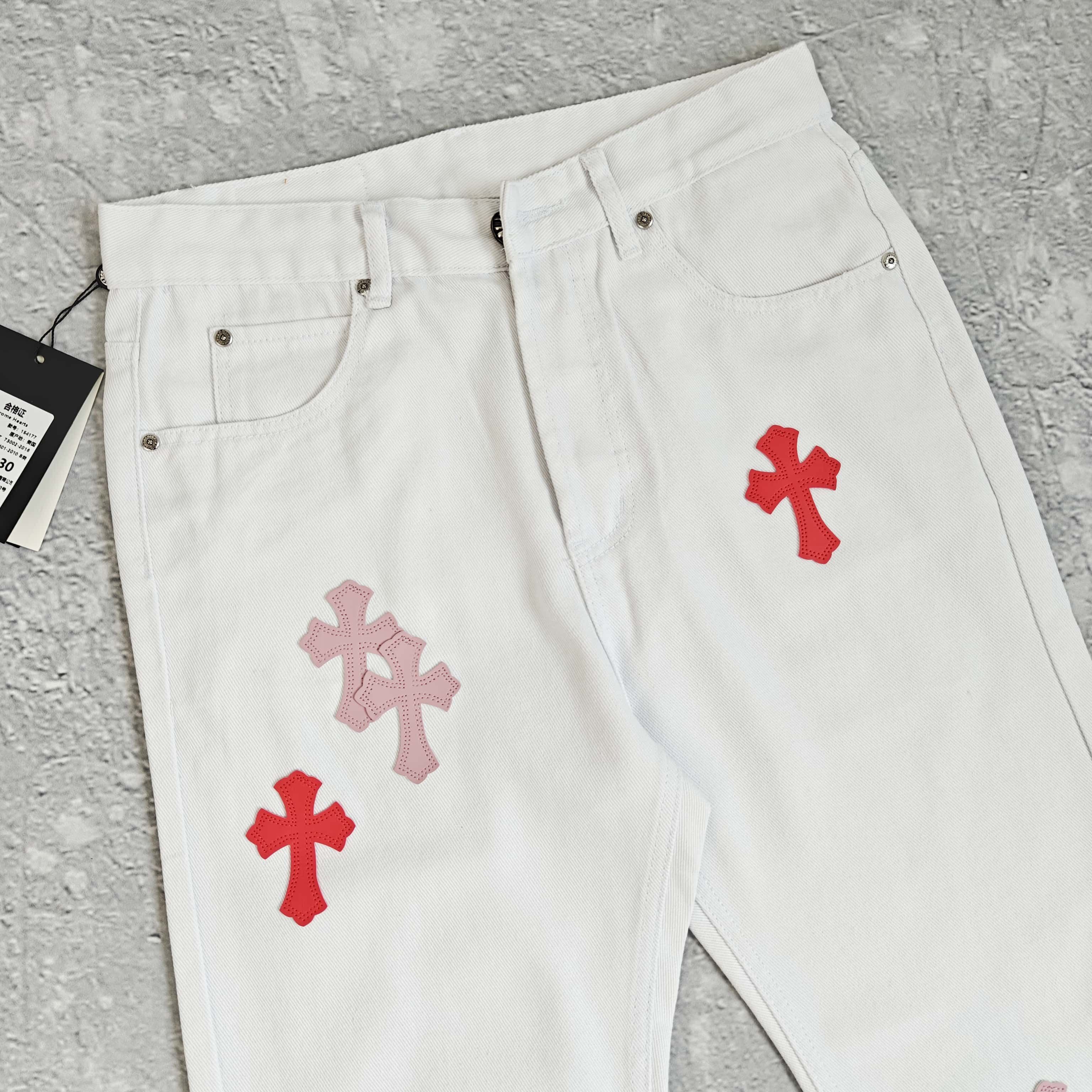 白色红标牛仔裤 - 可 528407 （YF）