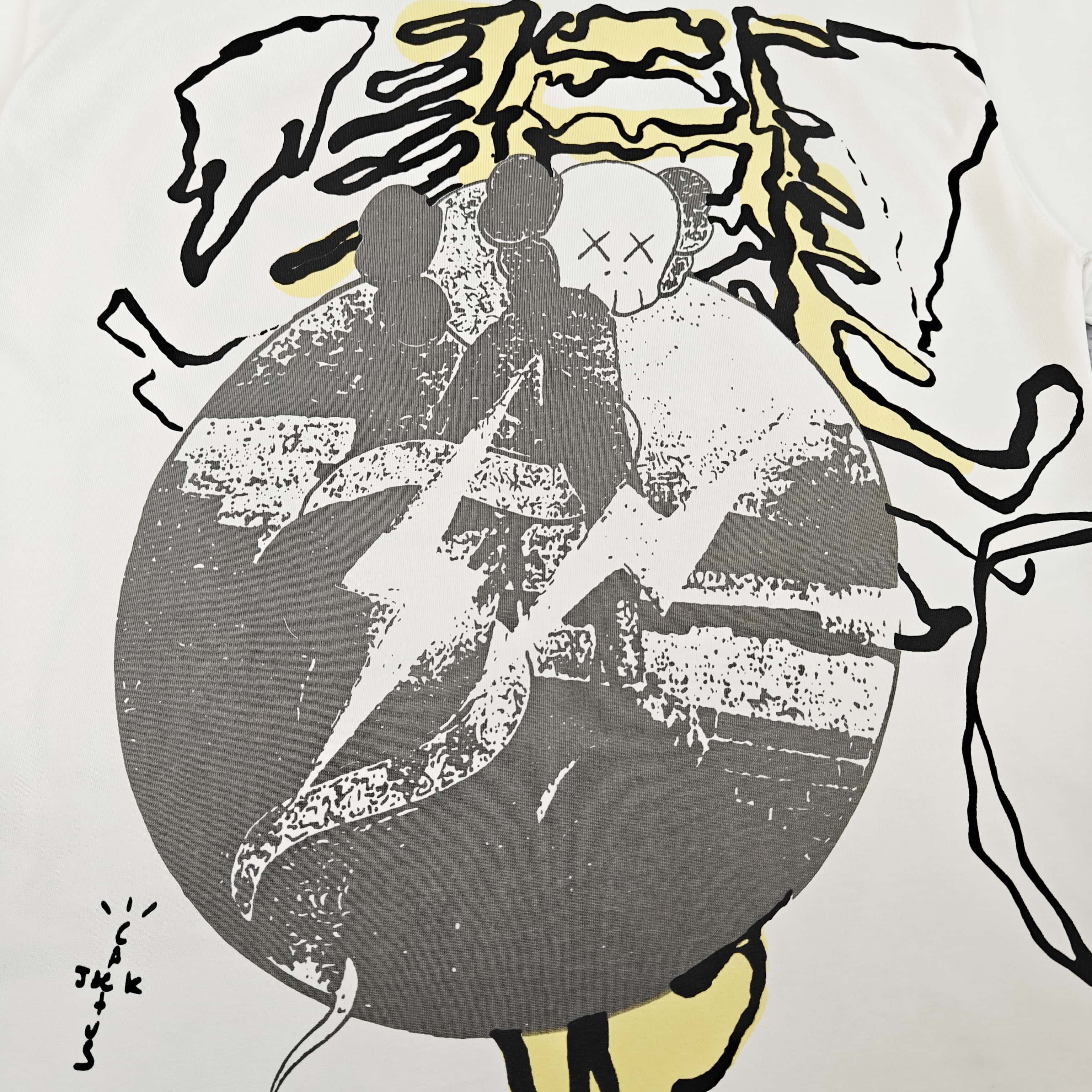 白色印花短袖T恤 - 踹 528342 （GZ）