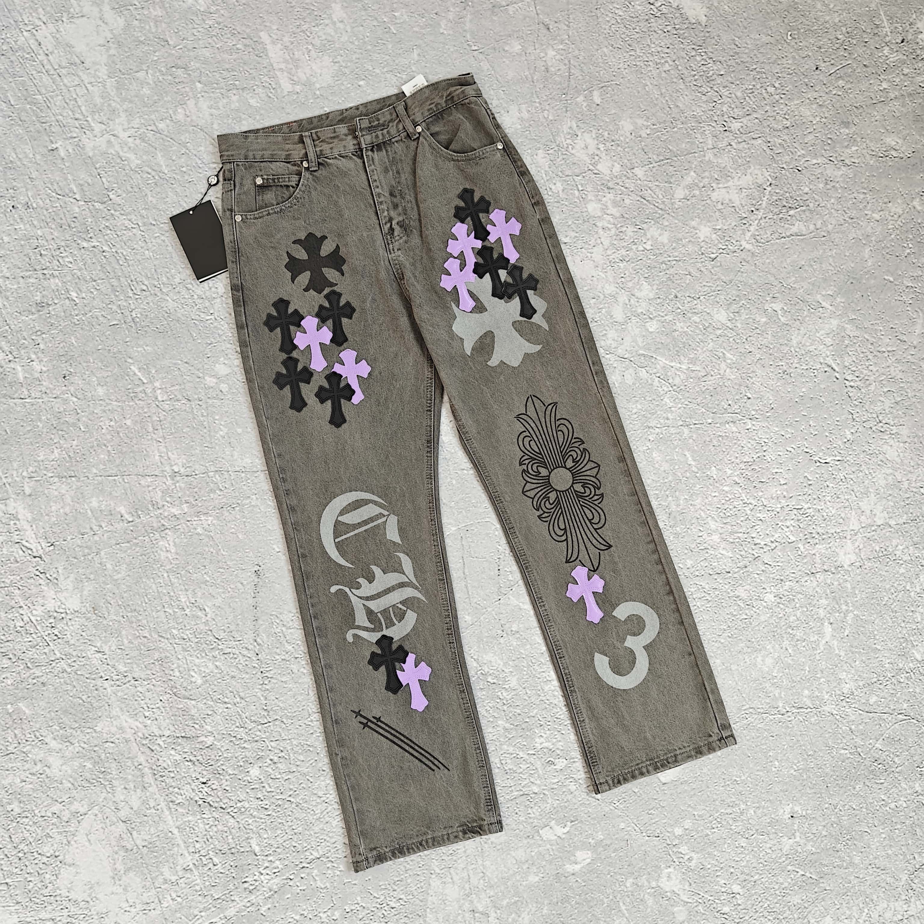1to1reps Pants/Shorts fashion reps product 黑紫贴皮涂鸦牛仔裤 - 可 528416