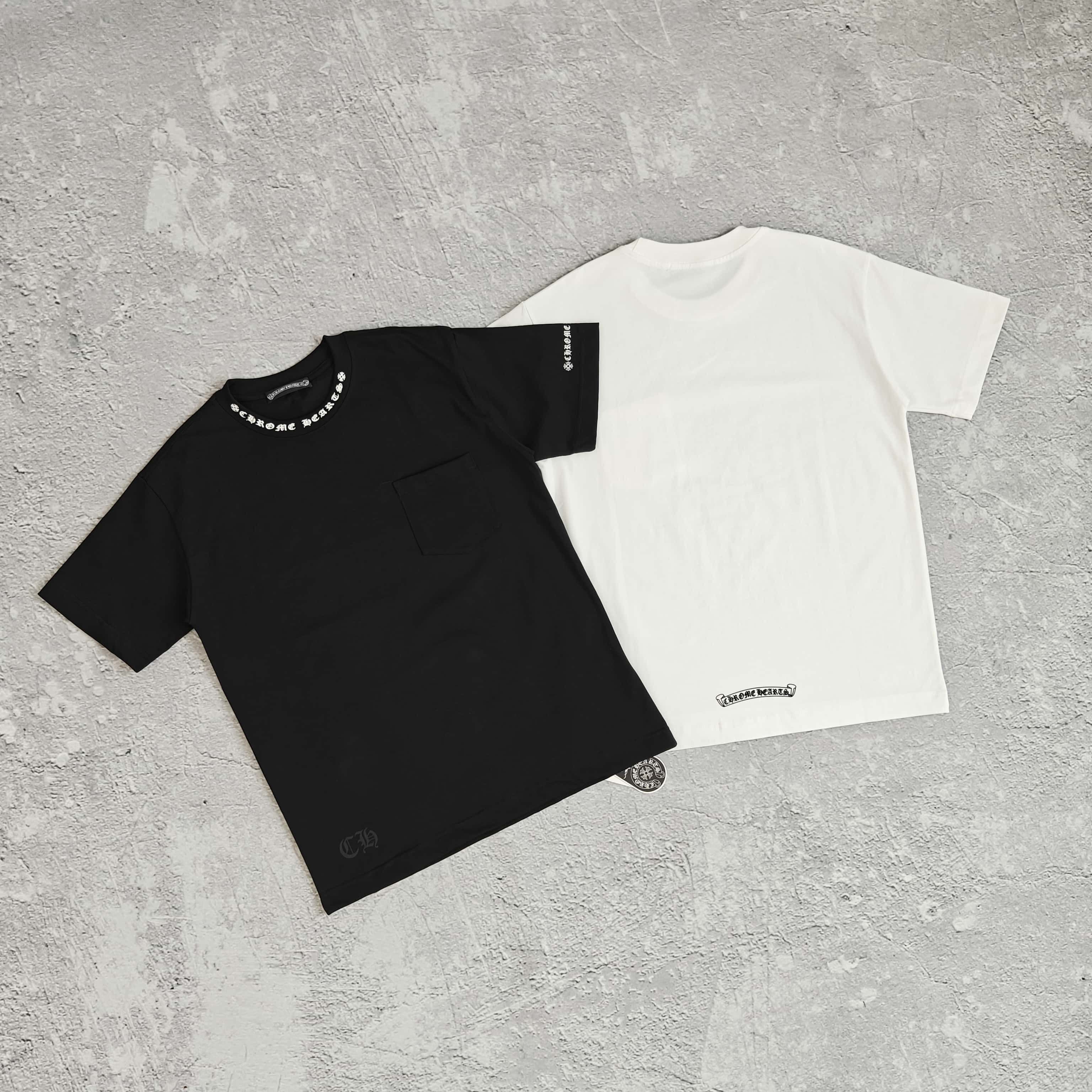 1to1reps T-Shirts fashion reps product 两色领口黑白印花短袖T恤- 克 5286