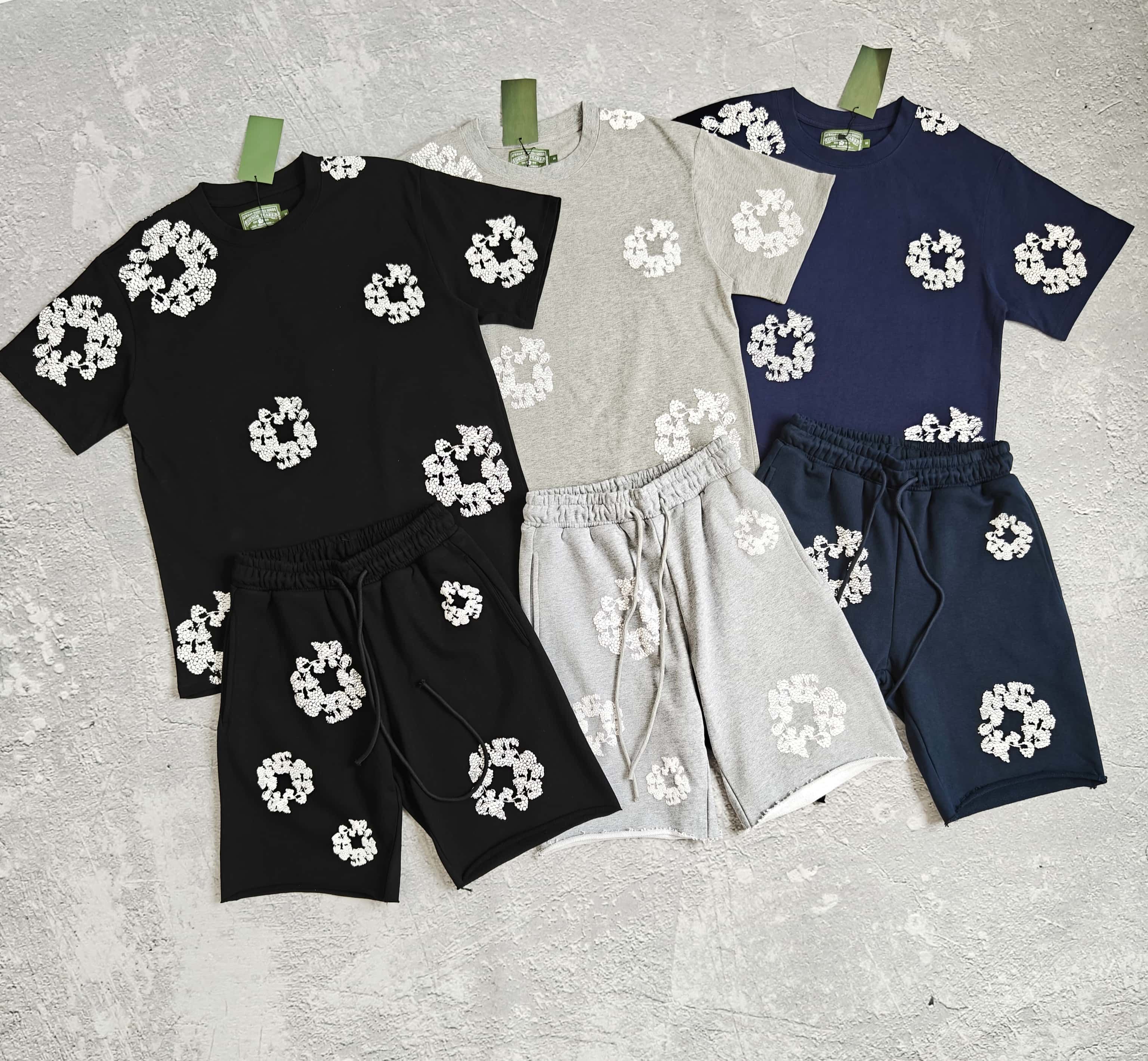 1to1reps T-Shirts fashion reps product 三色满印短袖T恤套装 - 花 52873