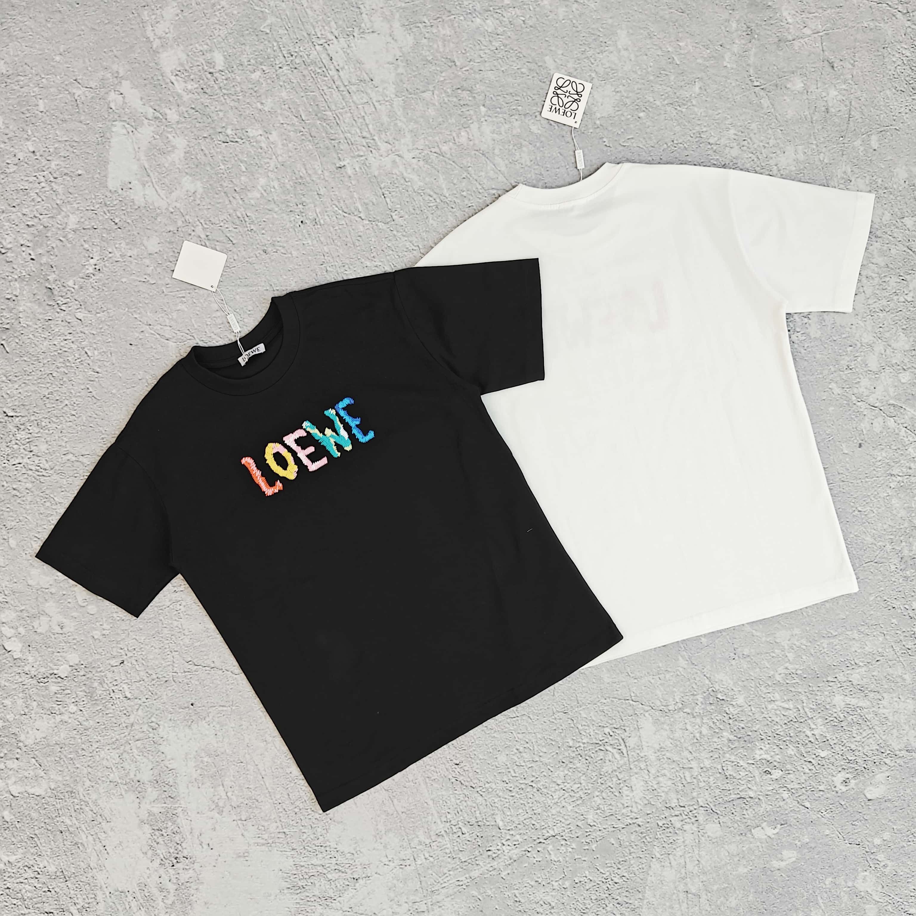 1to1reps T-Shirts fashion reps product 两色胸前刺绣彩色字母短袖T恤 - 落 5