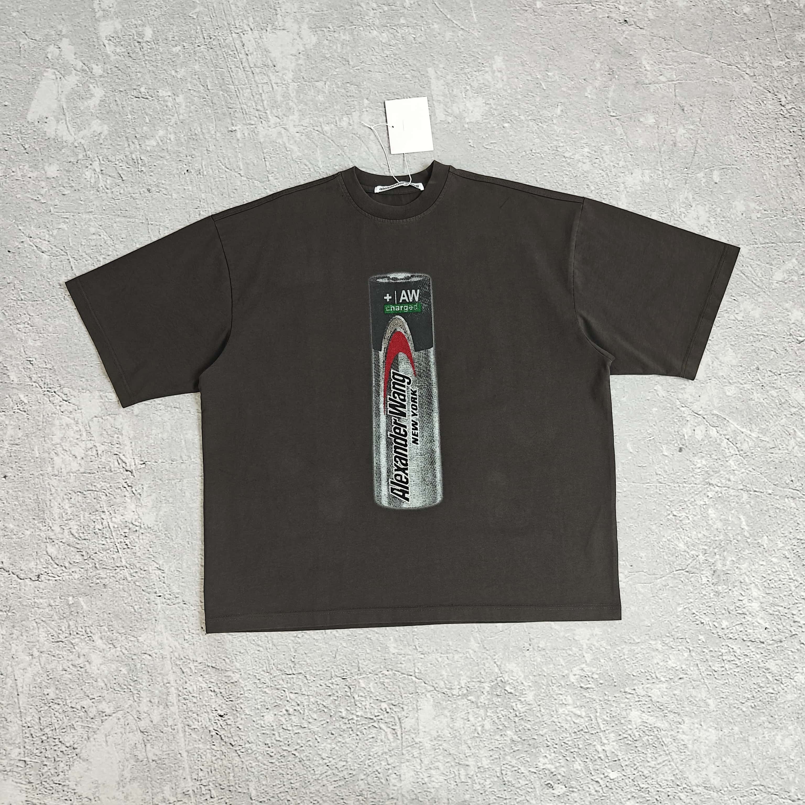 1to1reps T-Shirts fashion reps product 复古水洗黑印花短袖T恤 - 压 5287
