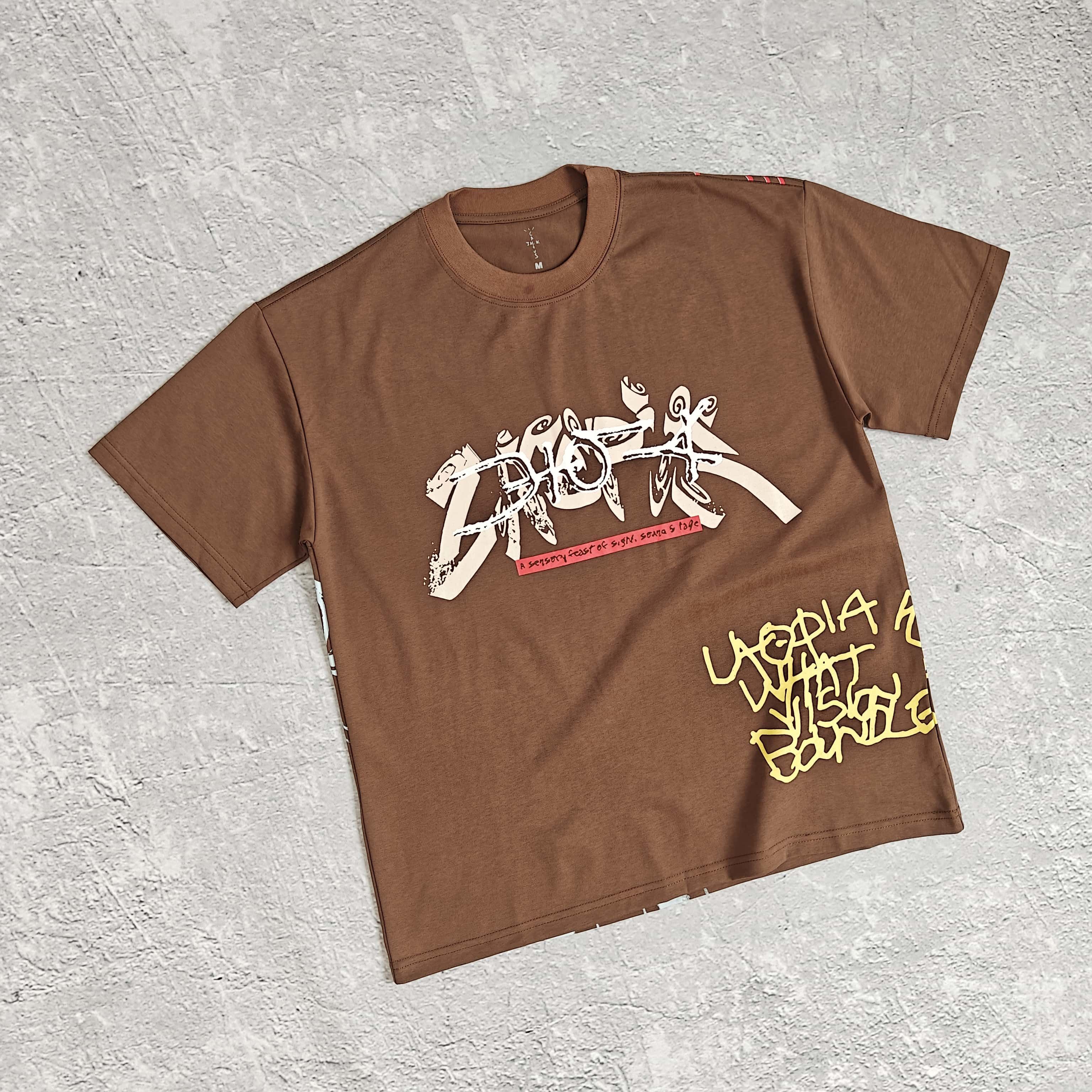 1to1reps T-Shirts fashion reps product 咖色火焰印花短袖T恤 - 踹 52830