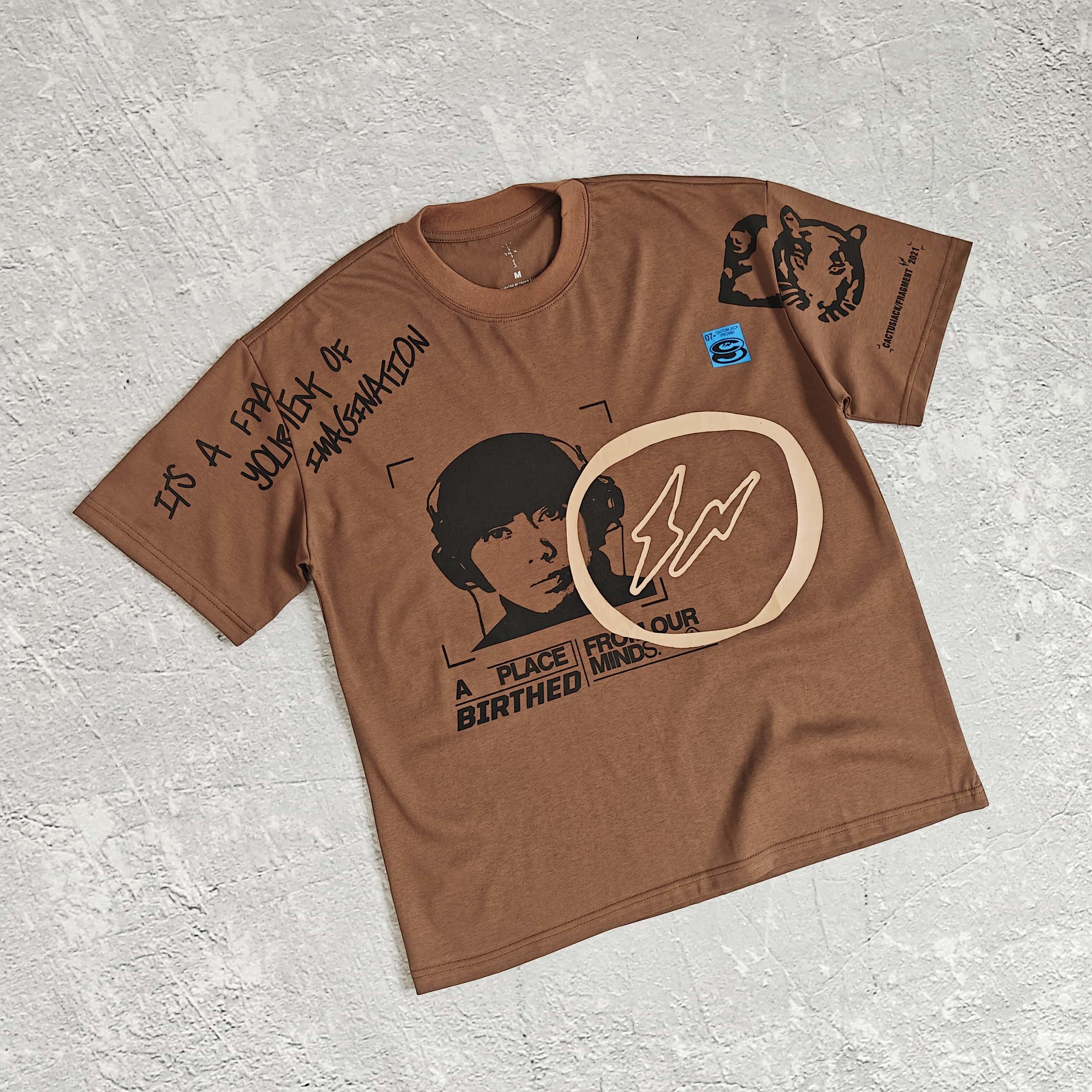 1to1reps T-Shirts fashion reps product 咖色人脸印花短袖T恤 - 踹  5283