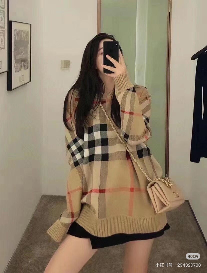 单色格子毛衣-博 886045