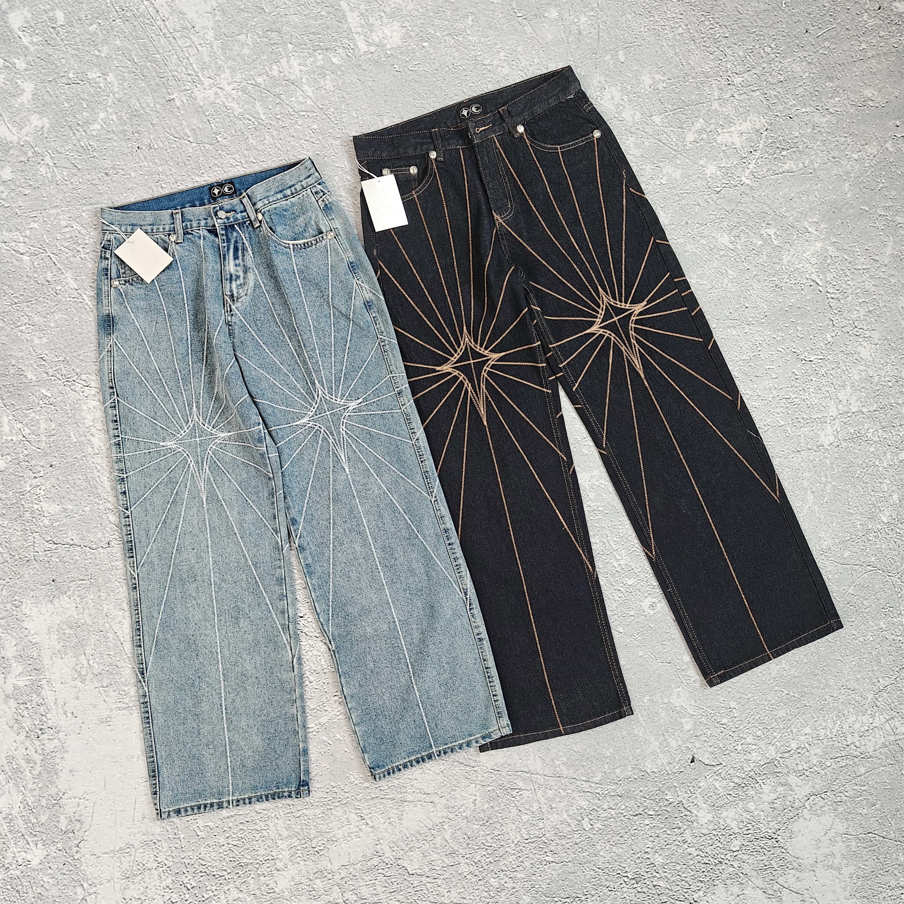 1to1reps Pants/Shorts fashion reps product 两色刺绣蜘蛛网中腰牛仔裤- 踢 5283