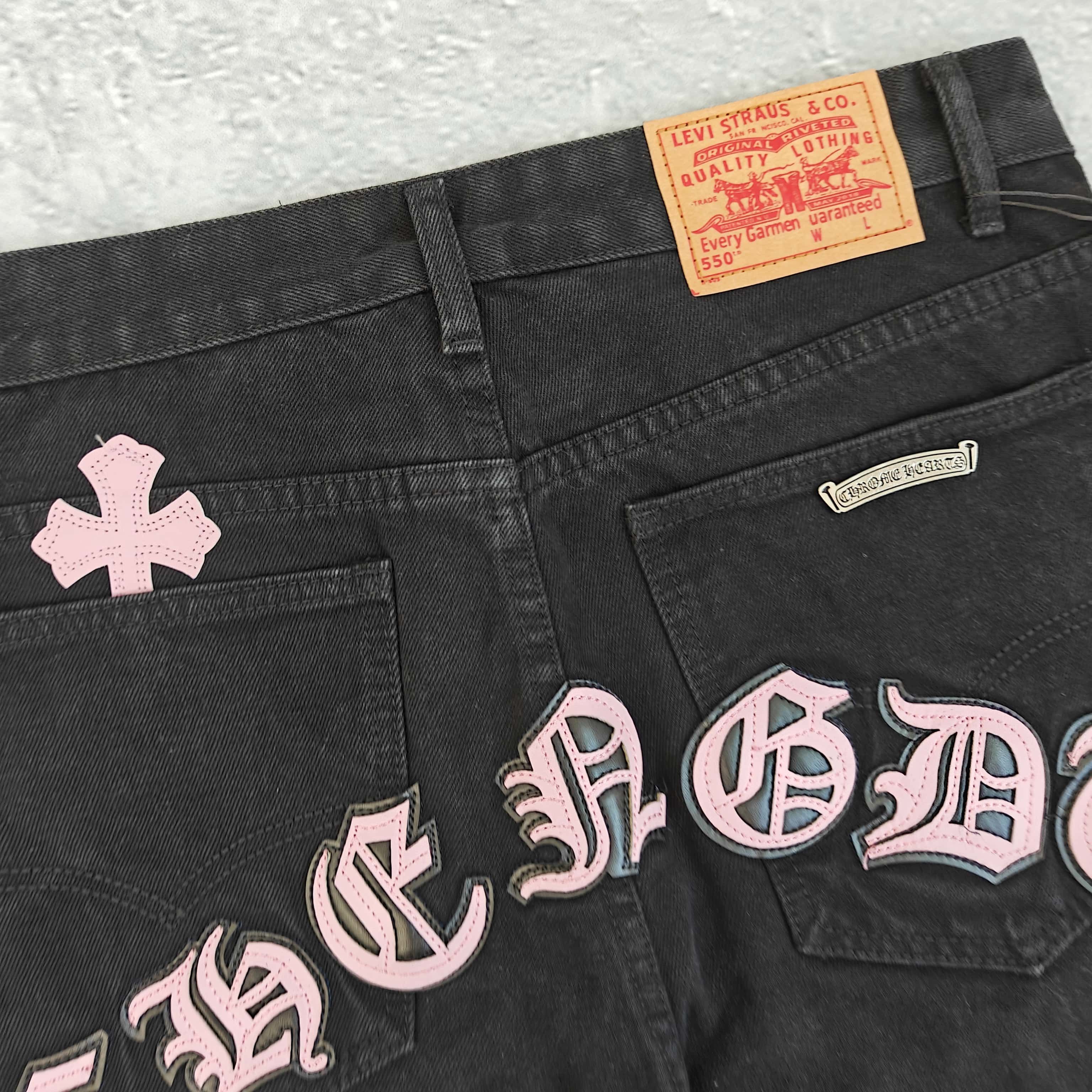 黑色粉标牛仔裤 - 可 528405 （YF）