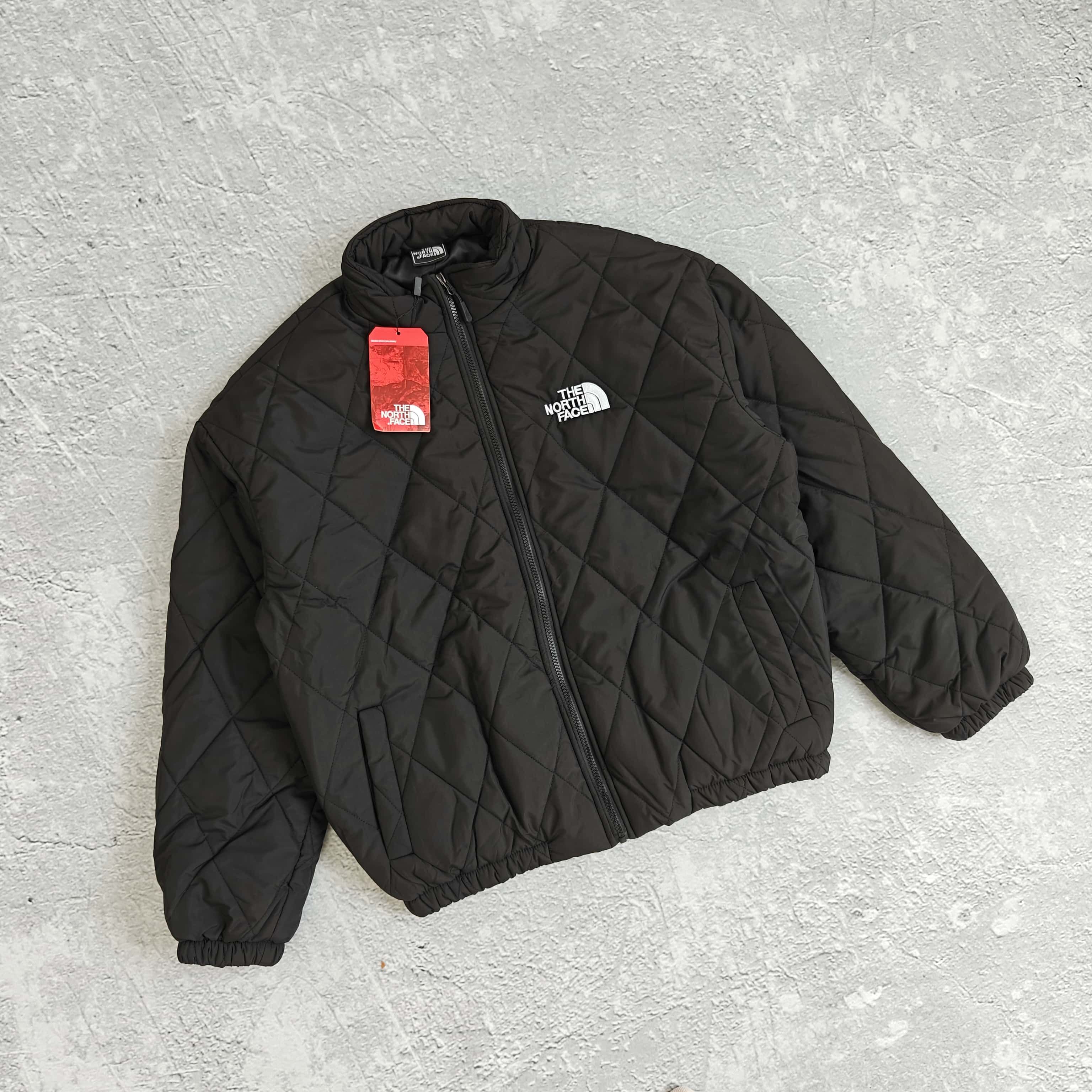 黑色菱形格棉服 - 背 528524 （STZ）