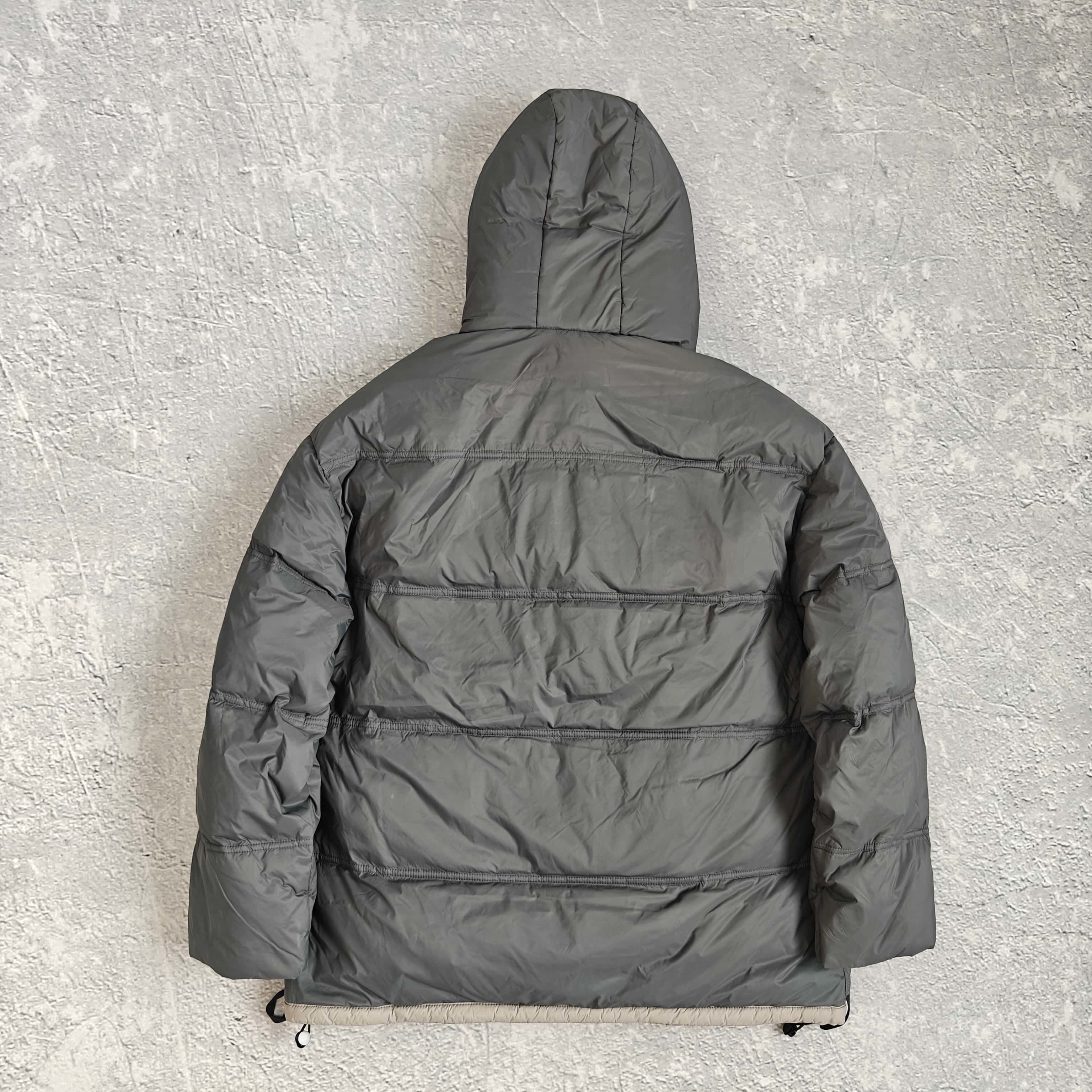 两色胸前小标连帽羽绒服 - 石 528986 （YF）